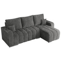 ECKSOFA KIRASSO L Dunkelgrau Cord - Dunkelgrau/Grau, Textil (245/147cm) - MKS