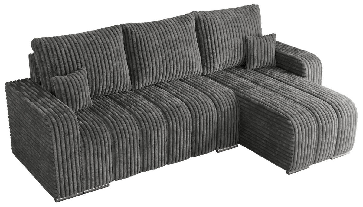 ECKSOFA KIRASSO L Dunkelgrau Cord - Dunkelgrau/Grau, Textil (245/147cm) - MKS