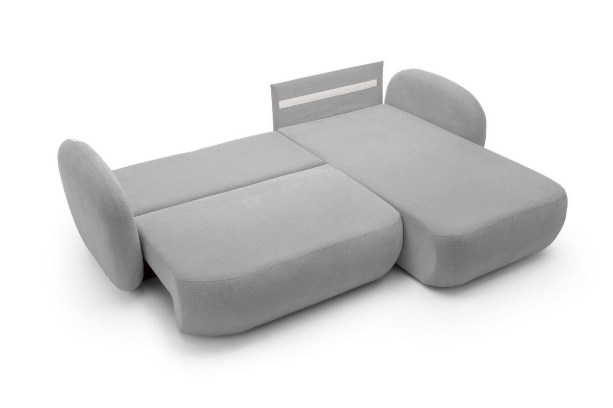 ECKSOFA OLIO L-Form Schlaffunktion mit Bettkasten, lose Rückenkissen, freistehend, RECHTS 248x174 cm Silver-coloured - Grau, Holz/Textil (248/174cm) - DomoHome