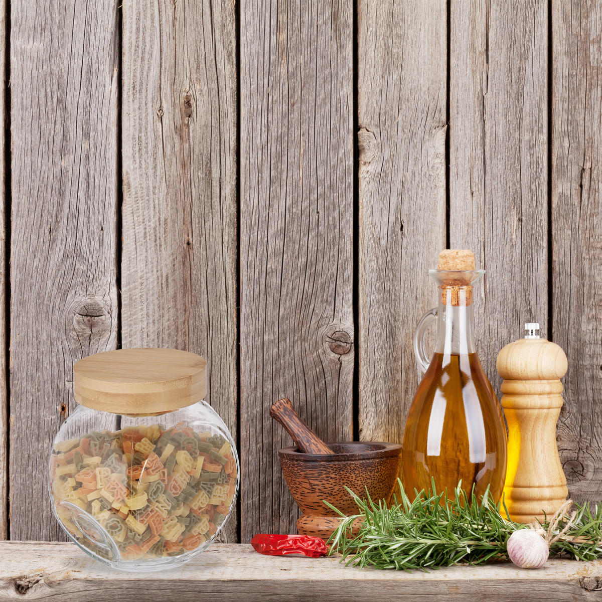 2xBONBONGLAS - Transparent, Glas/Holz (19/17/11.5cm) - Relaxdays