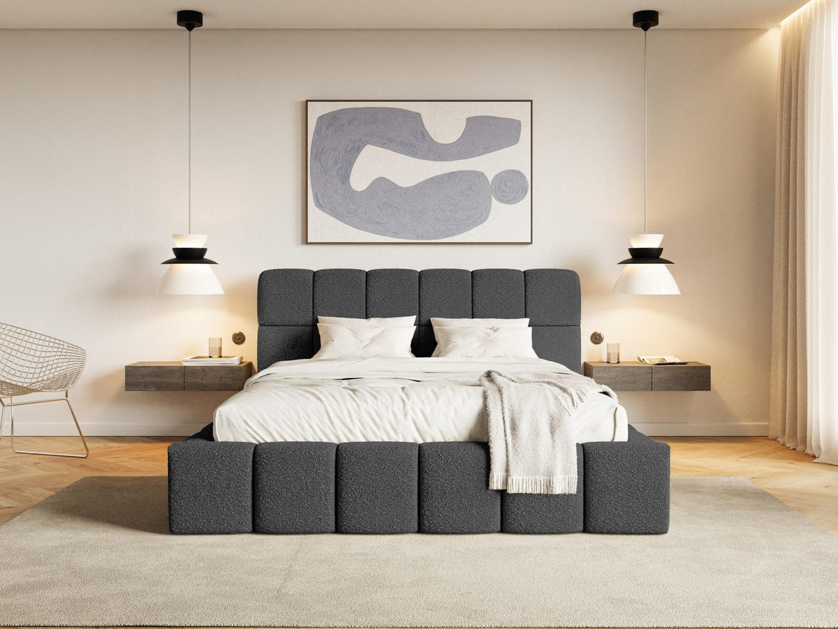 POLSTERBETT Lund 160x200 cm, Schwarz - Schwarz, Textil (160/200cm) - Fedve