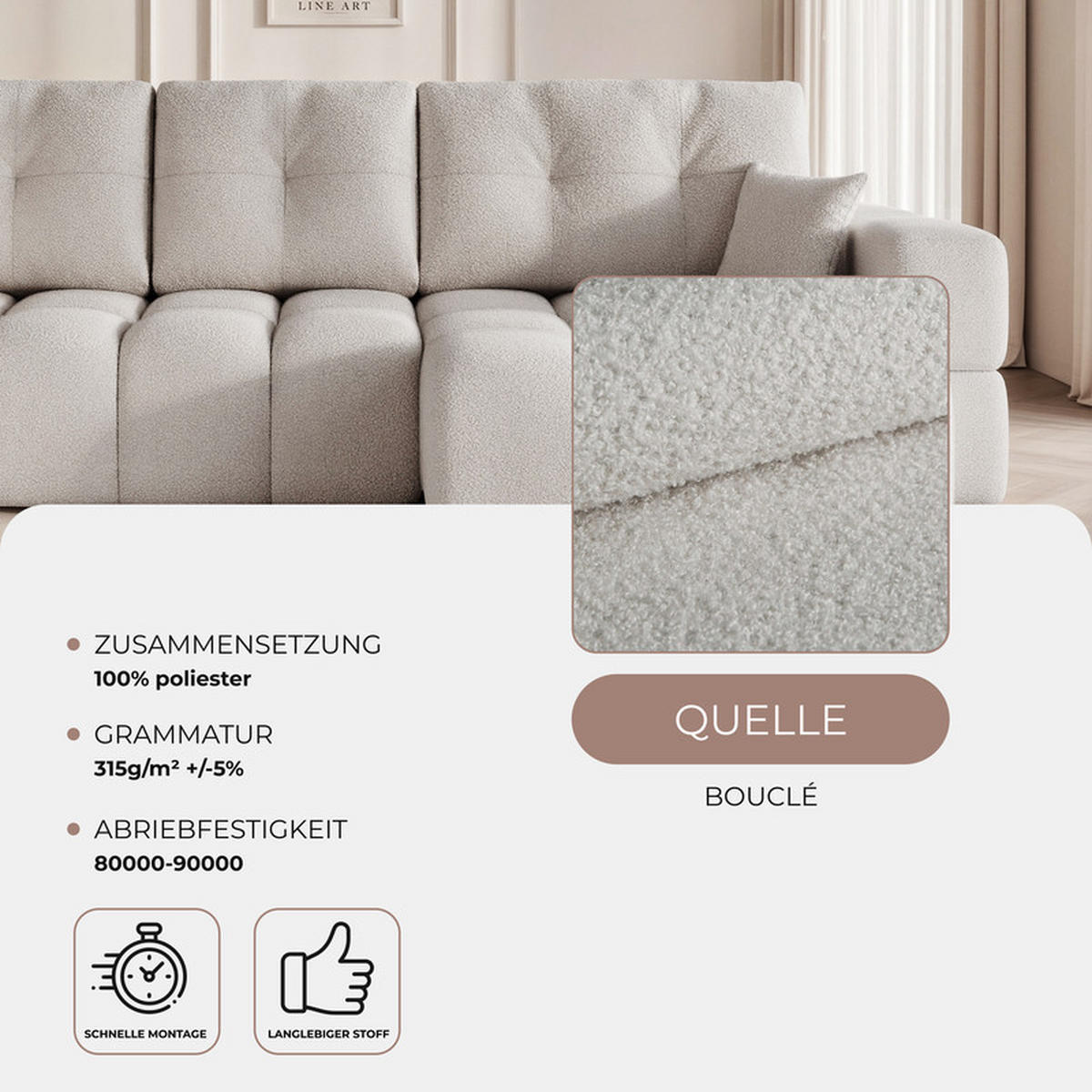 ECKSOFA BUENO mit Schlaffunktion und Bettkasten Hellgrau - Hellgrau, Holzwerkstoff/Kunststoff (280/148cm) - Idohome