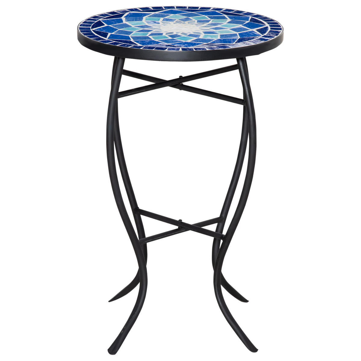 GARTENTISCH,RUND Mosaik Metall Keramikplatte,mehrfarbig - Blau, Keramik (35.5/35.5/53.5cm) - Vallsero