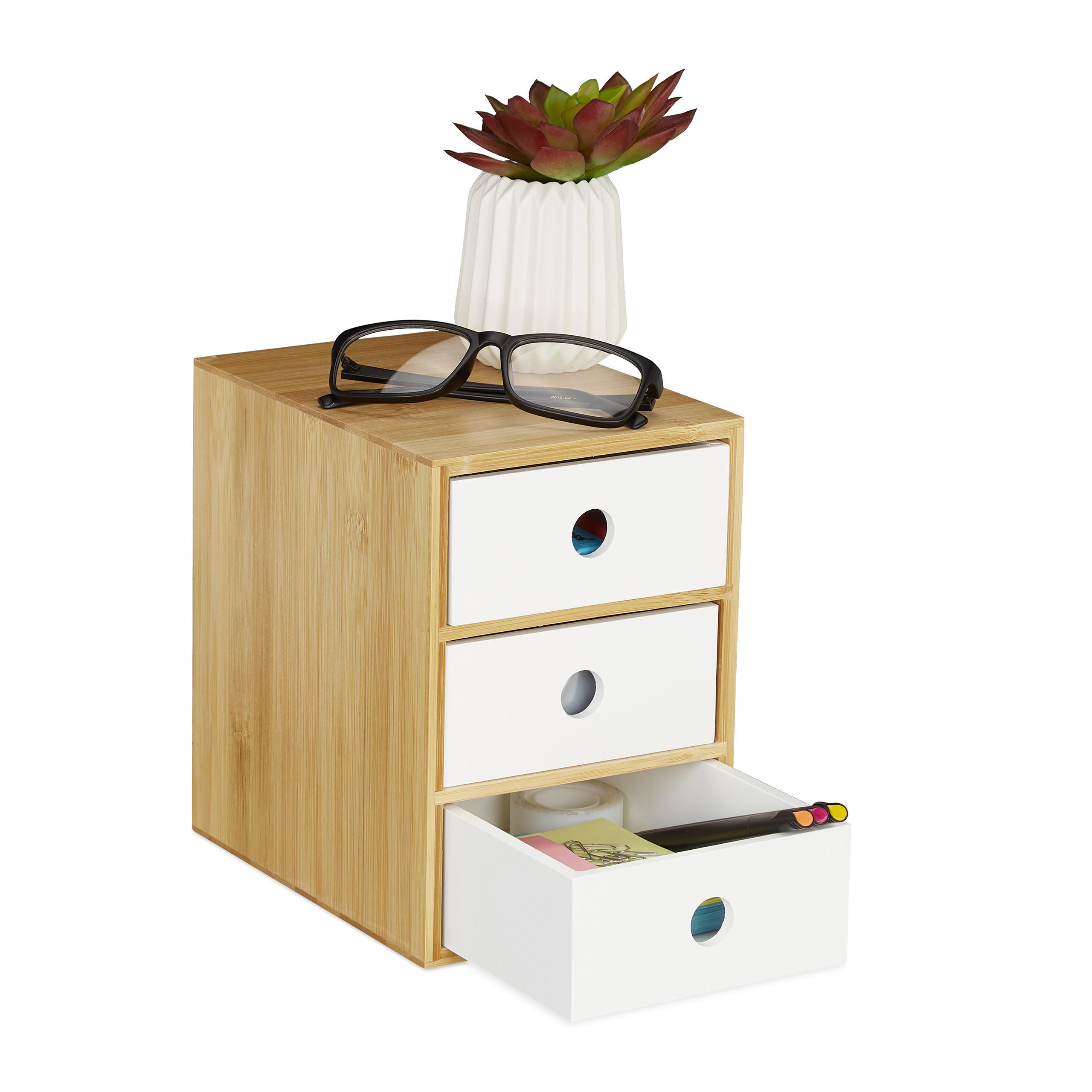 SCHREIBTISCHORGANIZER - Multicolor, Holz/Holzwerkstoff (20/14.5/21cm) - Relaxdays