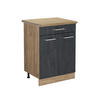 KÜCHENUNTERSCHRANK R-Line Schwarz Beton 60 cm AP Eiche - Eiche Wotan/Schwarz, Holzwerkstoff (60/81.6/60cm) - Vicco