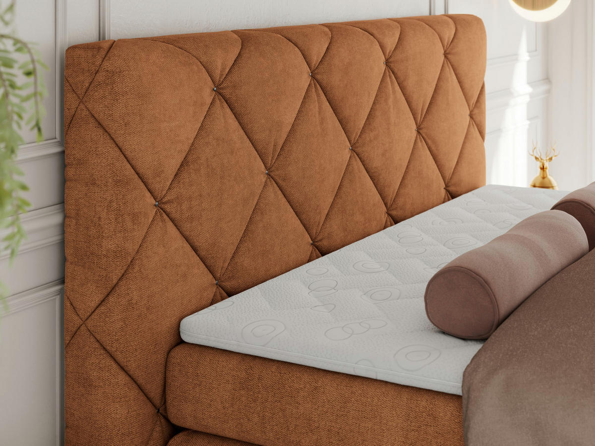 BOXBETT RITA 140/200 - Orange Struktur - H3 - Orange, Holz/Textil (140/200cm)