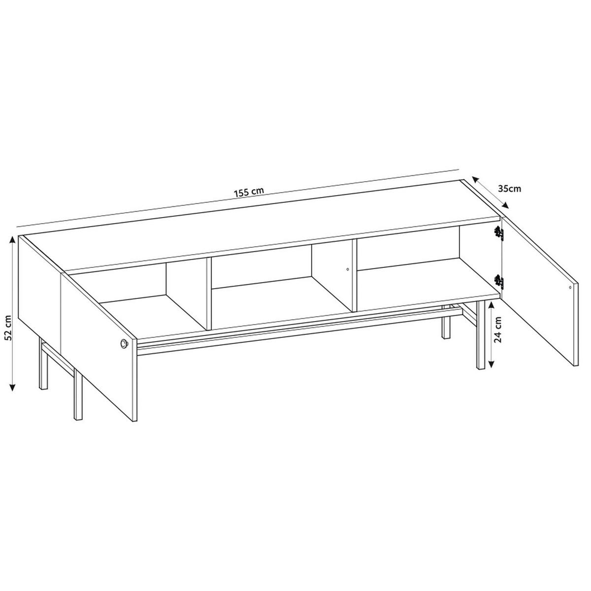 TV stolík Divenos čierny so zlatými akcentmi 155/52/35 cm - čierna/zlatá, kov/kompozitné drevo (155/52/35cm) - Selsey