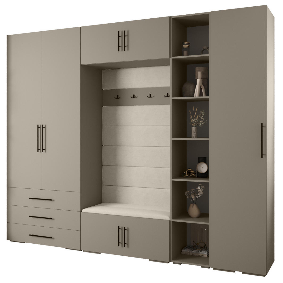 GARDEROBEN-SET 236,7/290/47 - Kaschmir/Schwarz, Holz/Kunststoff (290/236.7/47cm) - Abiks Möbel