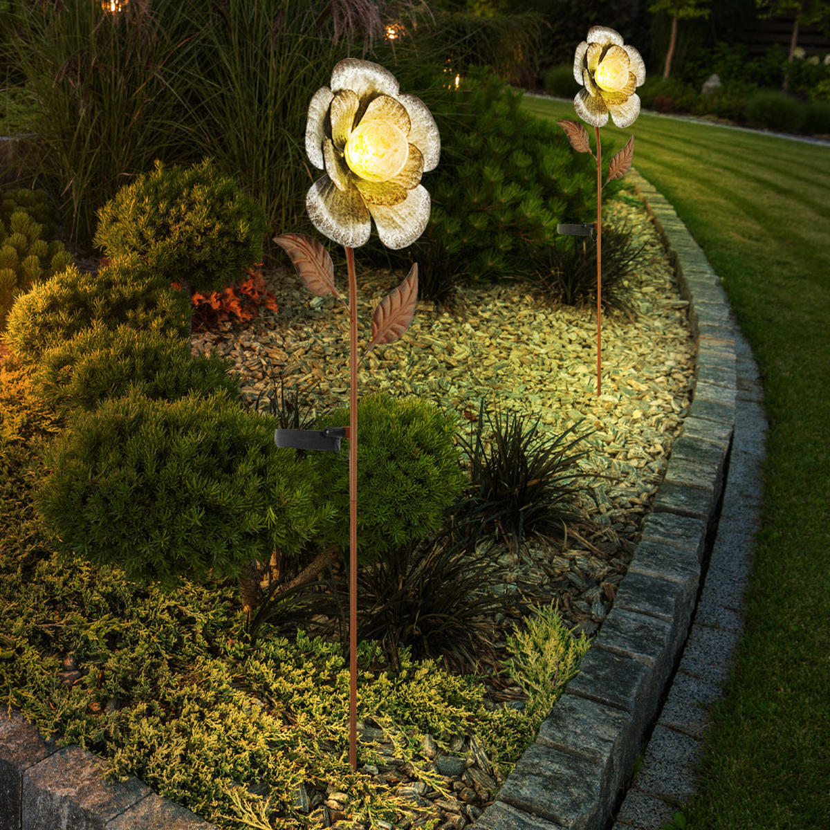 LED AUSSENLEUCHTE Blumen Design Braun - Braun, Metall (19.5/8/75cm)