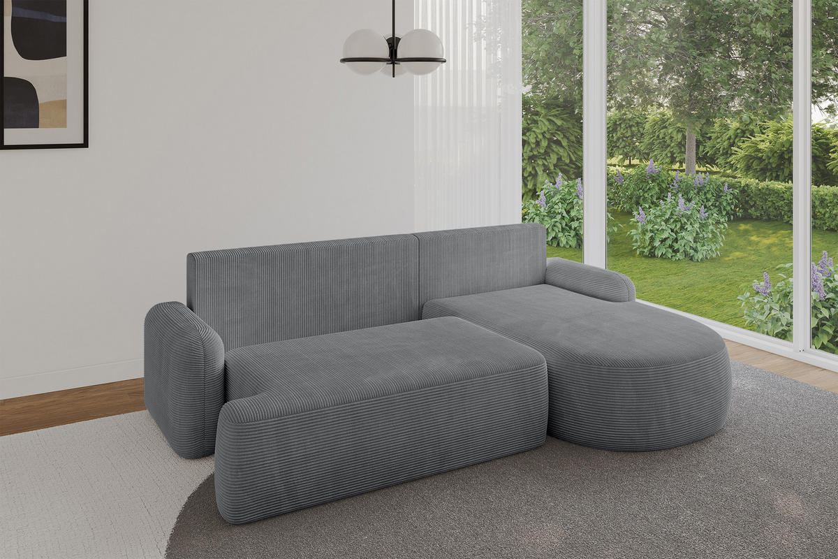 ECKSOFA mit Schlaffunktion und Bettkasten LIRA-L - 264x172x89 Dunkelgrau - Dunkelgrau, Holzwerkstoff/Textil (172/264cm) - ALTDECOR