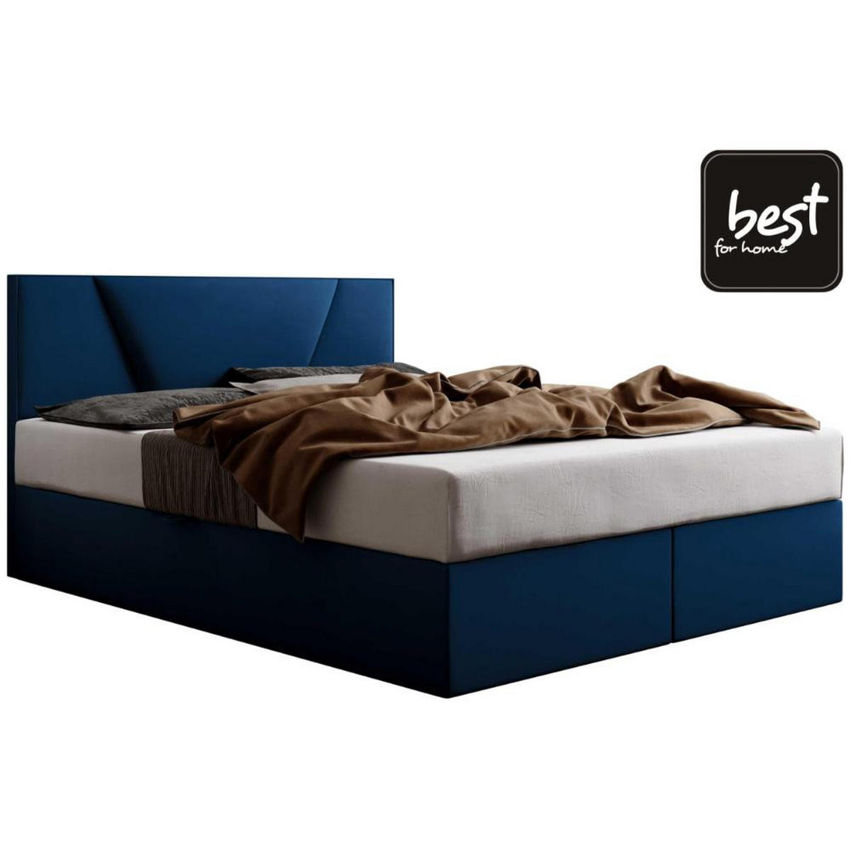 BOXBETT Jubilee Bonellfederkern inkl. Topper - Blau, Holz/Holzwerkstoff (140/200cm) - Best For Home