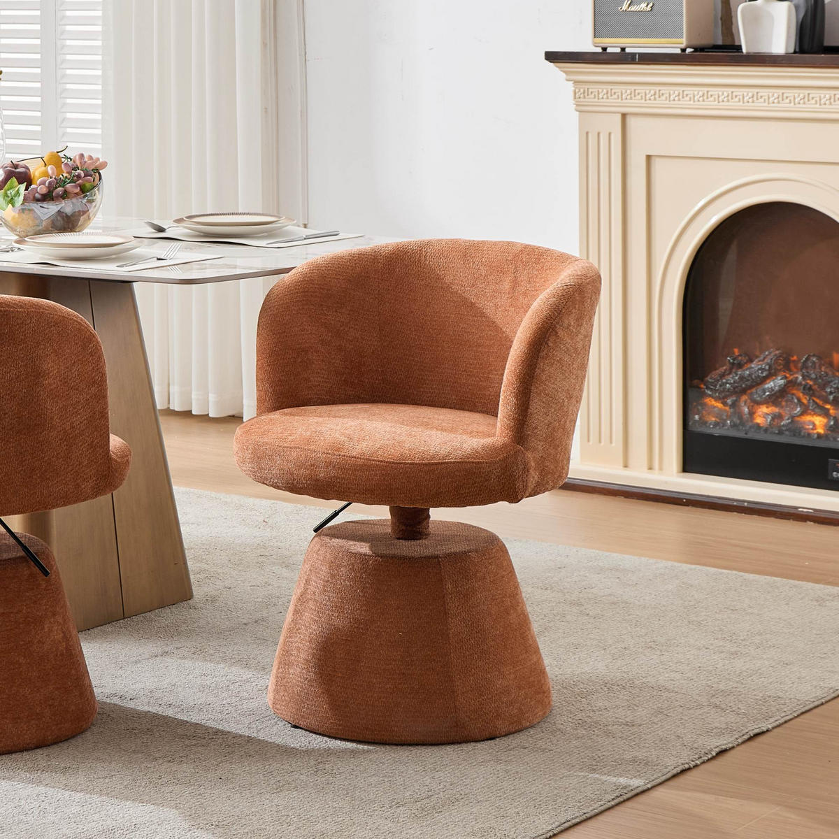BARHOCKER Orange 1er-Set Höhenverstellbar Drehbar 360° Chenille - Orange, Textil (57.5/92.5/60cm) - PANGIVO