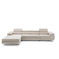 ECKSOFA ALONZO MAXI Links mit Schlaffunktion 125x195 Chenille Beige - Chromfarben/Beige, Holz/Textil (350/203cm) - Muffo