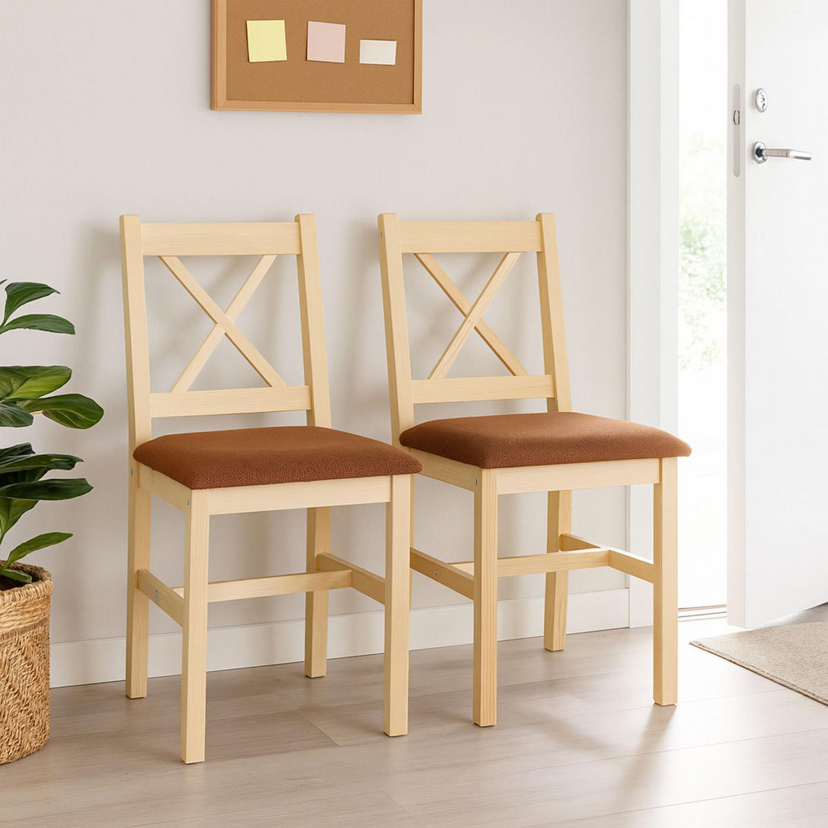 ESSZIMMERSTUHL Braun, Orange 2er-Set - Orange/Braun, Holz (43/85/44cm) - MCW