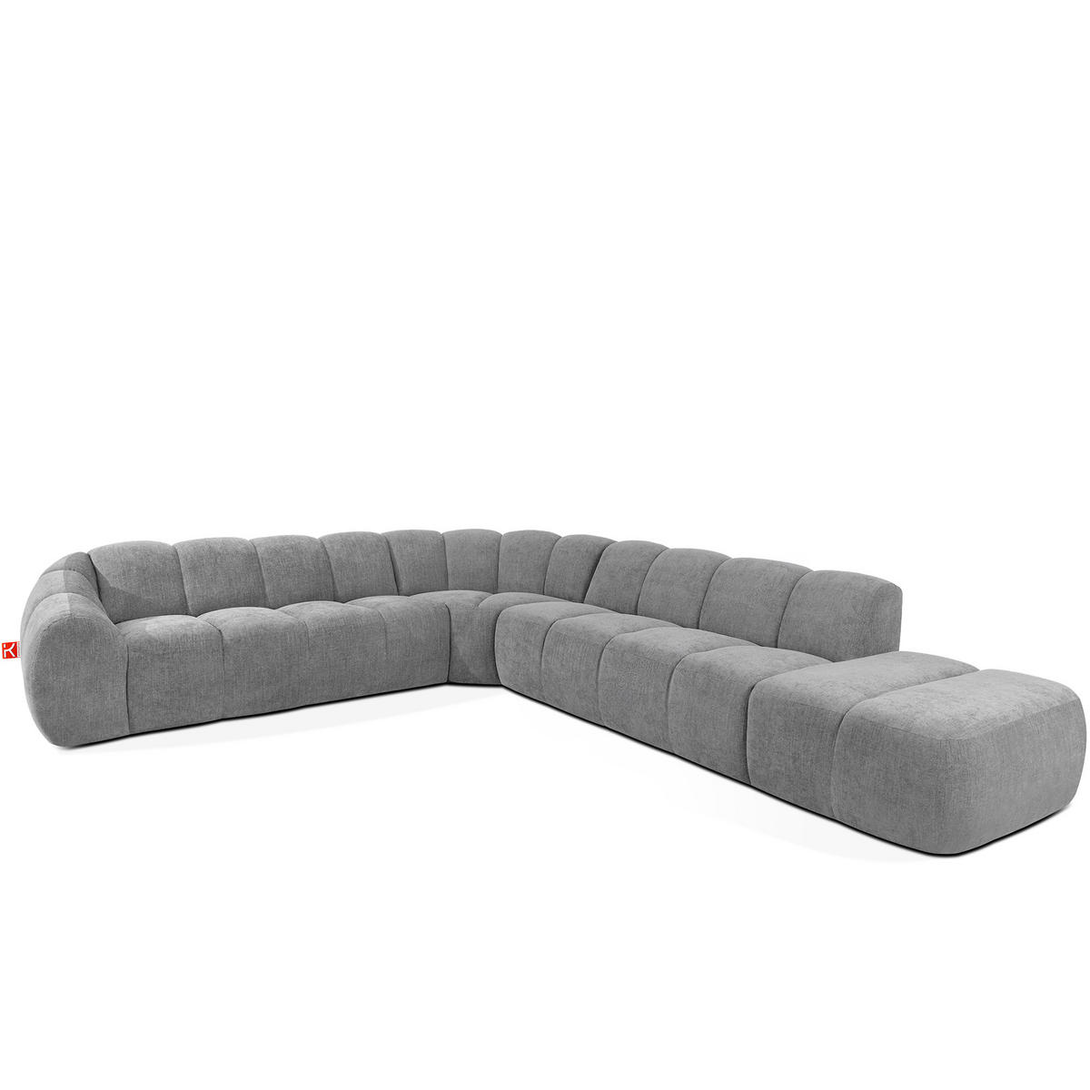 ECKSOFA RECHTS FLAVA, hell Aschgrau - Hellgrau, Holz/Holzwerkstoff (310/354cm) - KONSIMO®