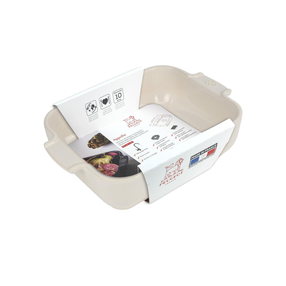 AUFLAUFFORM Keramik Appolia 25cm Rechteckig Ecru Spülmaschinenfest - Weiß, Keramik (16.8/25/6.2cm) - PEUGEOT