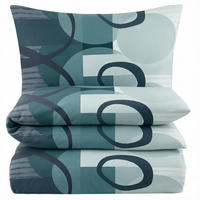 BIBER-BETTWÄSCHE 135x200 - Kuschelig warmer Flanell Bettbezug aus 100% Baumwolle für Herbst & Winter - Kreis Muster Grün - Grün, Textil (135/200cm) - Carpe Sonno