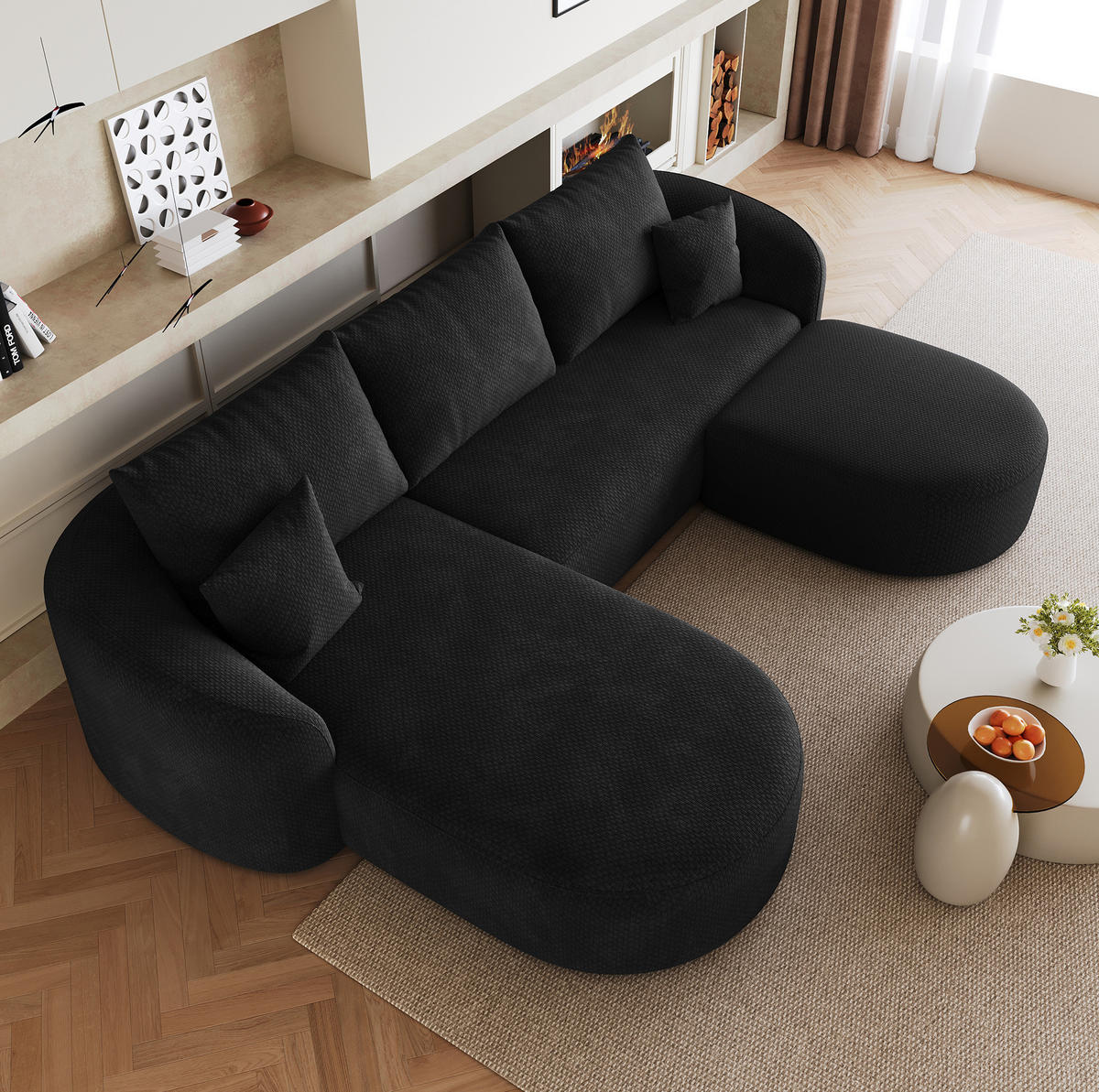 SOFA U-förmig 266 cm Schwarz - Schwarz, Kunststoff (168/85/266cm) - Meubliv