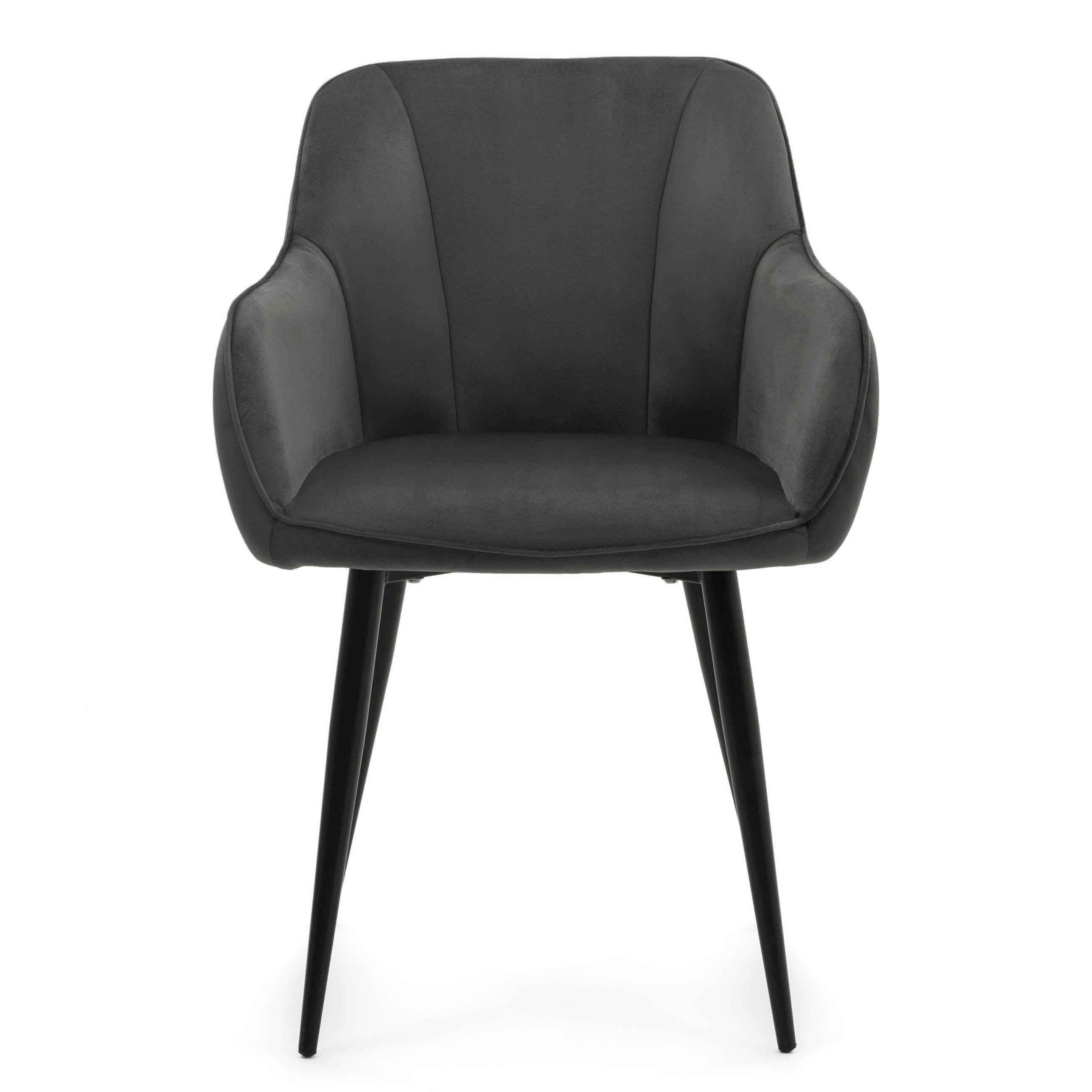 STUHL LAGO gespolsterter mit Steppung - grau - Samt Velours - Schwarz/Grau, Textil/Metall (58/85/60cm) - NEW HOME