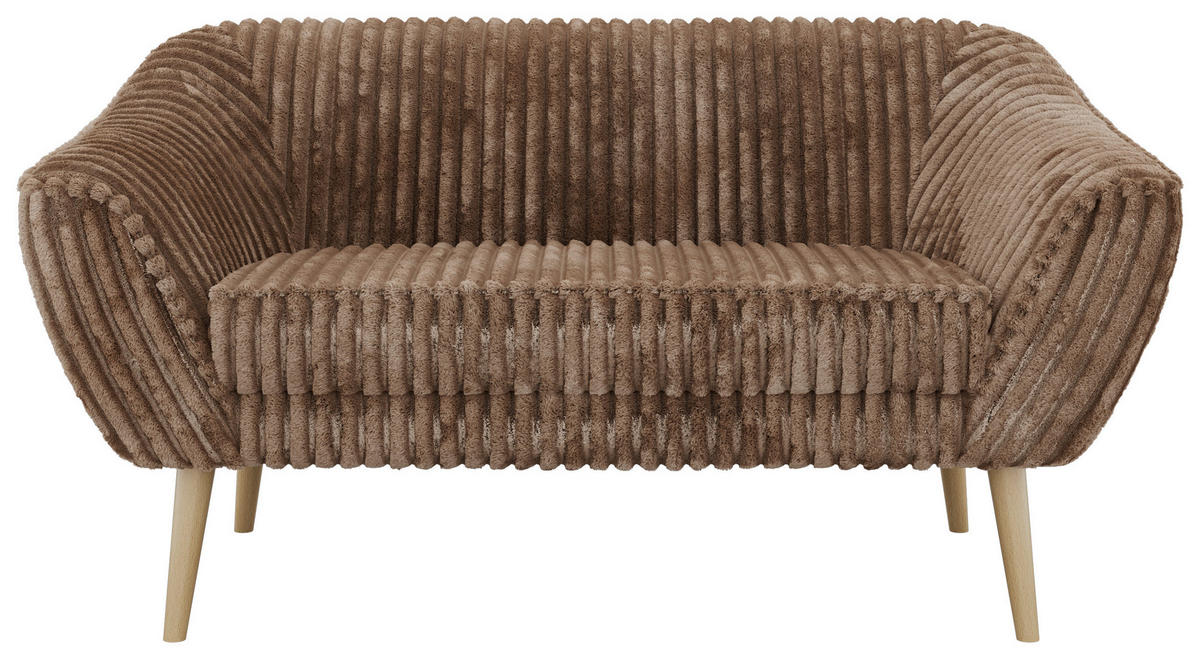 2-SITZER-SOFA PIRS - Braun Cord - Holzbeine - Buchefarben/Braun, Holzwerkstoff/Textil (140/75/74cm) - MKS