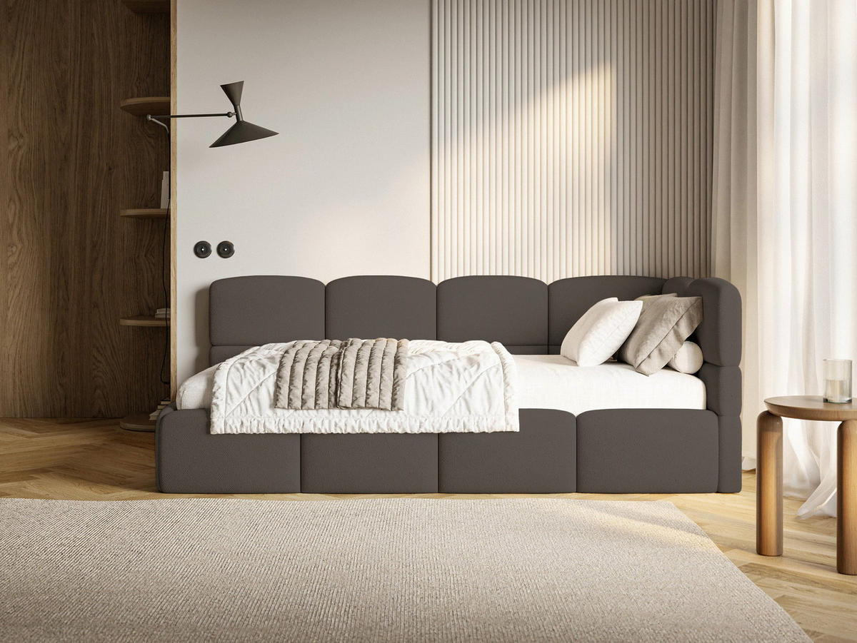 JUGENDBETT Cloudy Braun 120 cm, Chenille - Schwarz/Braun, Kunststoff/Textil (120/200cm) - Selsey