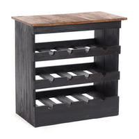 FLASCHENREGAL RUSTIQUE Recyclingholz massiv, für 12 Flaschen, mit Ablagefläche 04 schwarz-natur - Graubraun, Holz (70/70/38cm) - DESIGN DELIGHTS
