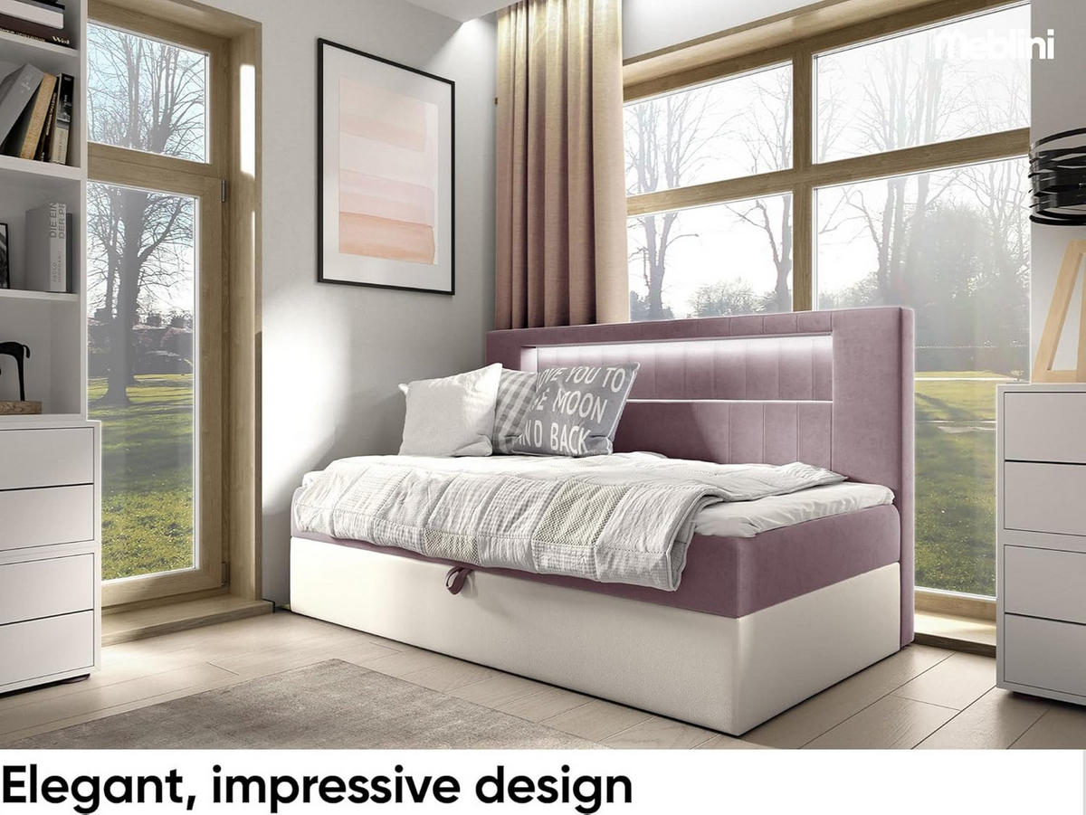 KINDERBETT GARETH 2 - Lila/Weiß, Holzwerkstoff (111/201cm) - Meblini