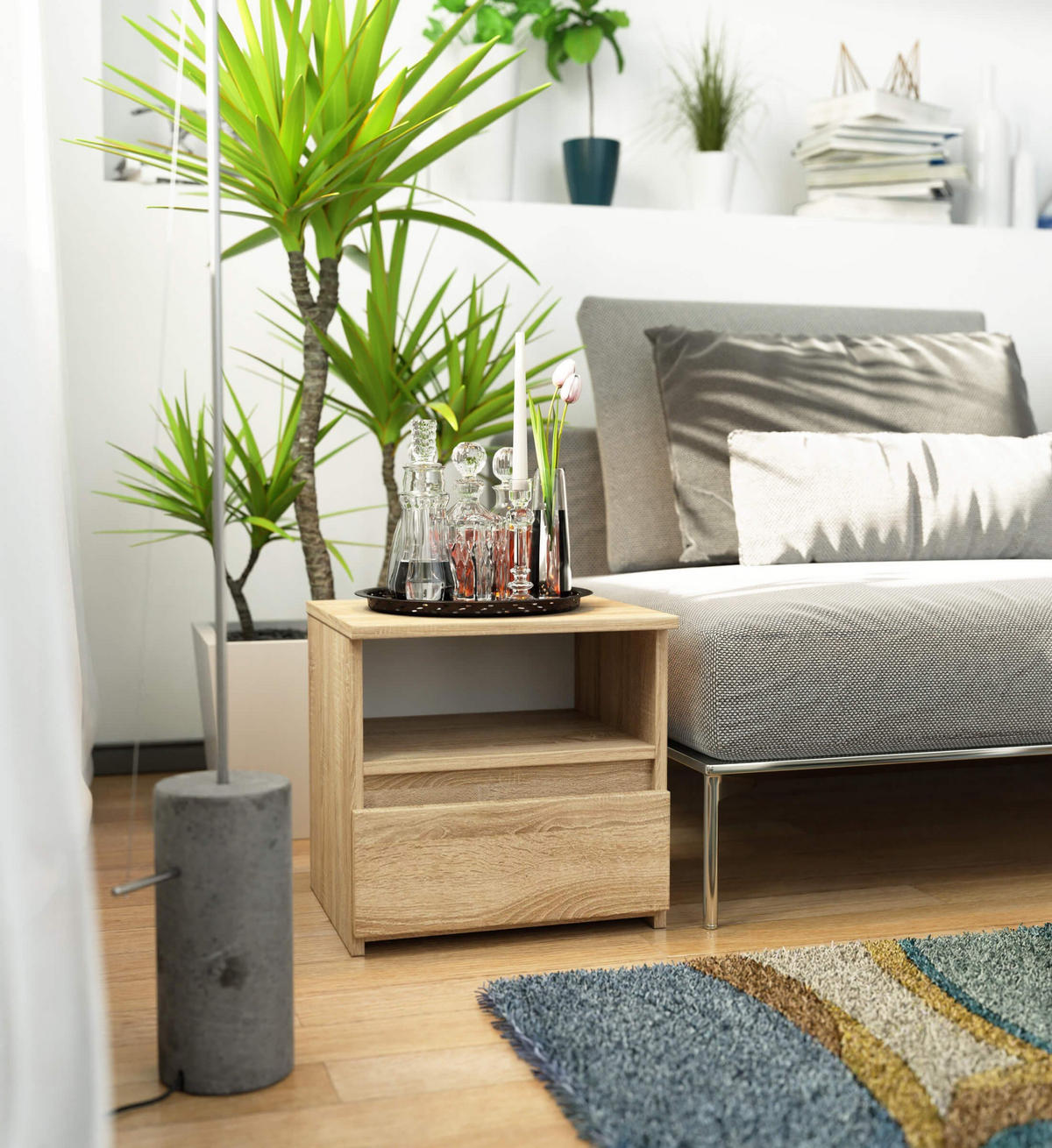 NACHTSCHRANK CL1, Sonoma, 40x35x40 cm - Sonoma Eiche, Holz (40/40/35cm) - Milordbikes