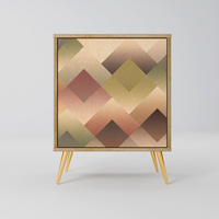 SIDEBOARD GEOMETRIC FUSION, Eichefarben, 57,5x42x75,5 cm, Goldfarbene Metallfüße - Eichefarben/Goldfarben, Holzwerkstoff/Metall (57.5/75.5/42cm) - SpaceRebels