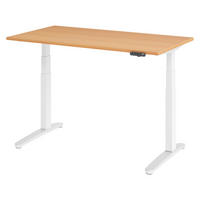 SCHREIBTISCH elektrisch XBHM 80/140/74 cm in Buchefarben/Weiß/Alu poliert - Buchefarben/Silberfarben, Holzwerkstoff (80/140/74cm) - bümö