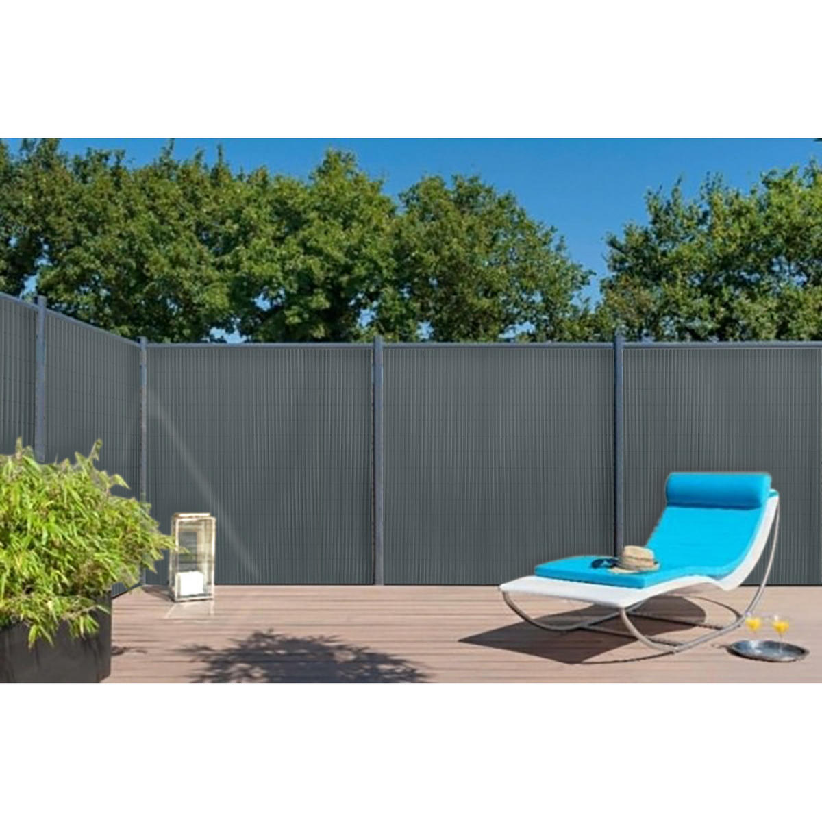 SICHTSCHUTZZAUN aus PVC in Dunkelgrau aufrollbar flexibles Roll-up Design für Garten & Haustierschutz 300x120cm - Dunkelgrau, Kunststoff (120cm) - Livingandhome