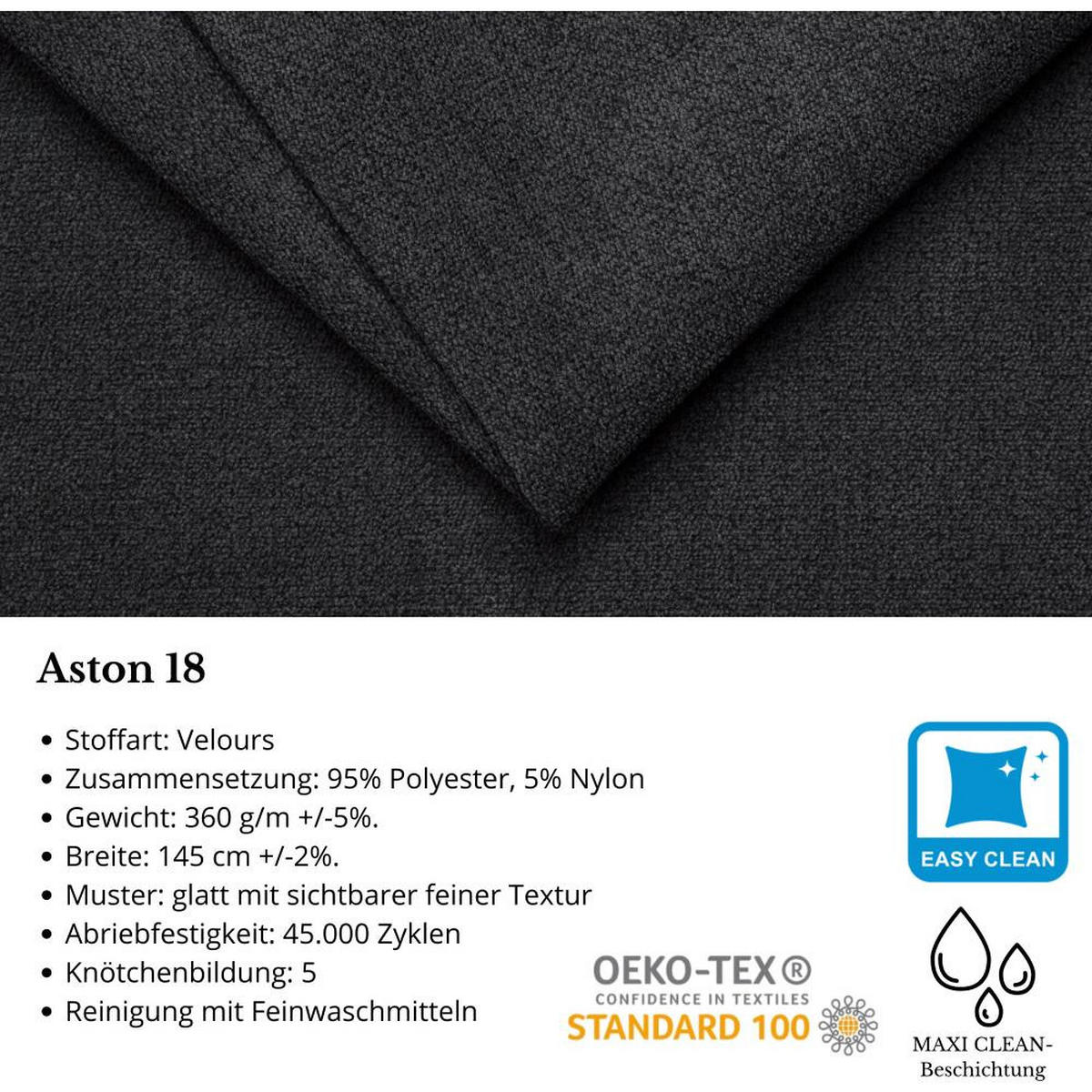 WOHNLANDSCHAFT Draco U Anthrazit - Anthrazit/Silberfarben, Textil/Metall (350/85/185cm) - Beautysofa