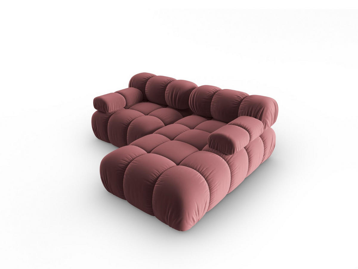 MODULARES-ECKSOFA rechts Bellis aus Samt rosa 3 Sitzplätze - Pink, Textil (157/191cm) - Micadoni