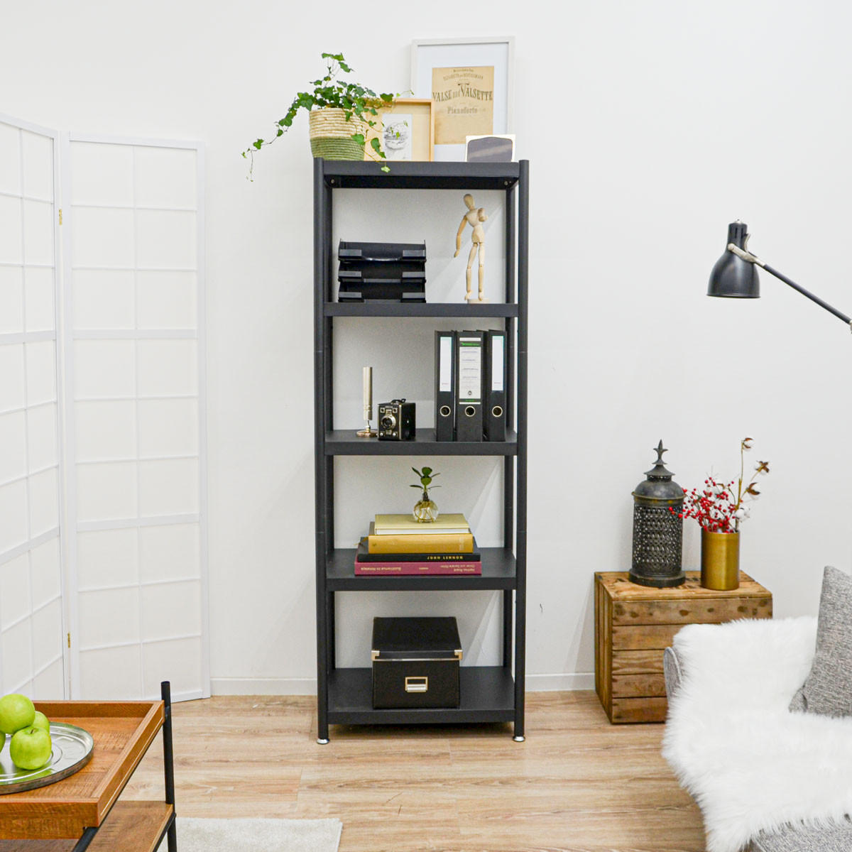 METALLREGAL 61x41x170 cm mit 5 Ebenen - Schwarz, Metall (41/170/61cm) - shelfr