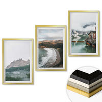 WANDBILDER 3er Set - 40x60 cm Goldrahmen - Holzhaus an Bergstränden - Goldfarben, Kunststoff (40/60cm) - ArtPrintCave