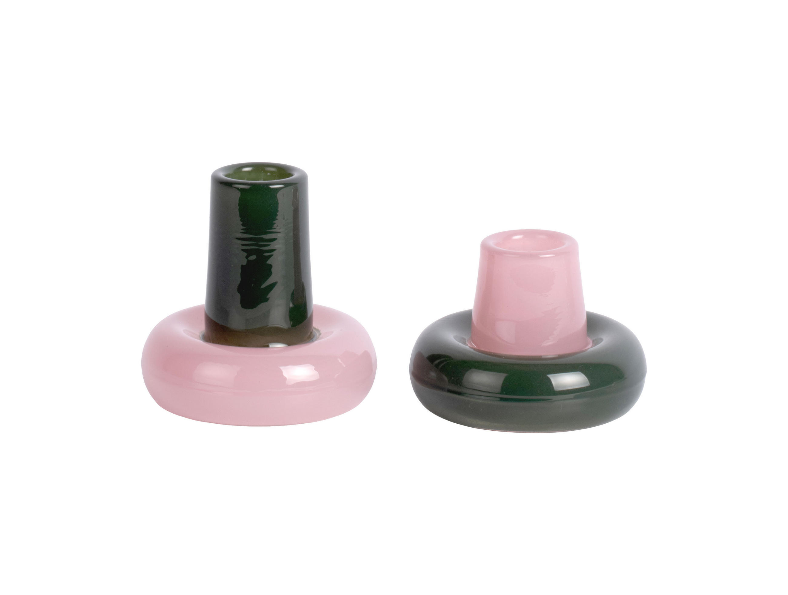 KERZENSTÄNDER Set Firenze - Grün/Rosa - 8 cm - Grün, Glas (2/8/2cm) - Present Time