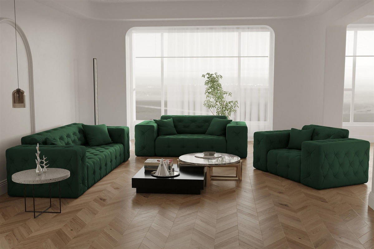 SOFA 3-sitzer Chantal - Grün, Holzwerkstoff/Textil (251/78/96cm) - Fun Möbel