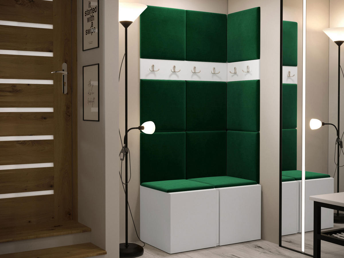 GARDEROBEN-SET Orion I - Weiß/Grün, Holzwerkstoff/Kunststoff (84/186/46cm) - MIRJAN24