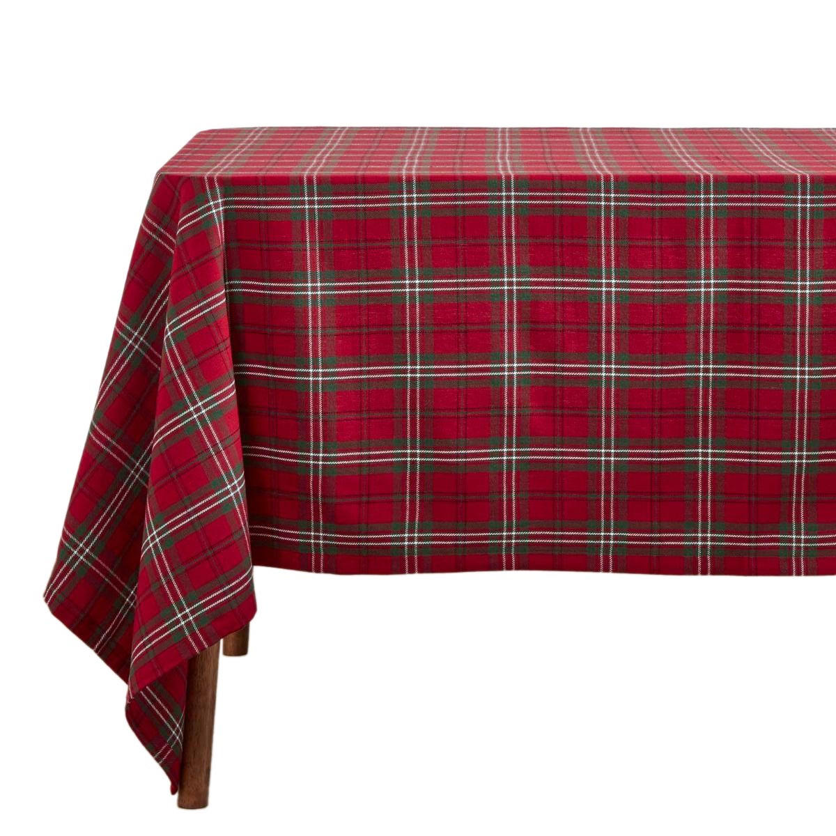 TISCHDECKE Edward rot kariert, 137/178 cm, 100% Baumwolle - Rot, Textil (137/178cm) - Homescapes