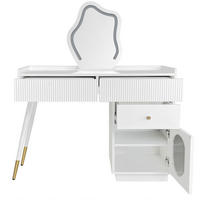 SCHMINKTISCH 100/40/75 cm in Weiß mit LED-Spiegel und flexiblem Seitenschrank - Weiß, Holzwerkstoff (40/75/100cm) - Flora Grace