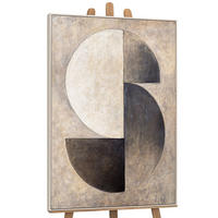GEMÄLDE Duett der Halbkreise Schattenfugenrahmen Beige 140x100 cm - Beige, Holz (140/100cm) - YS-art gallery