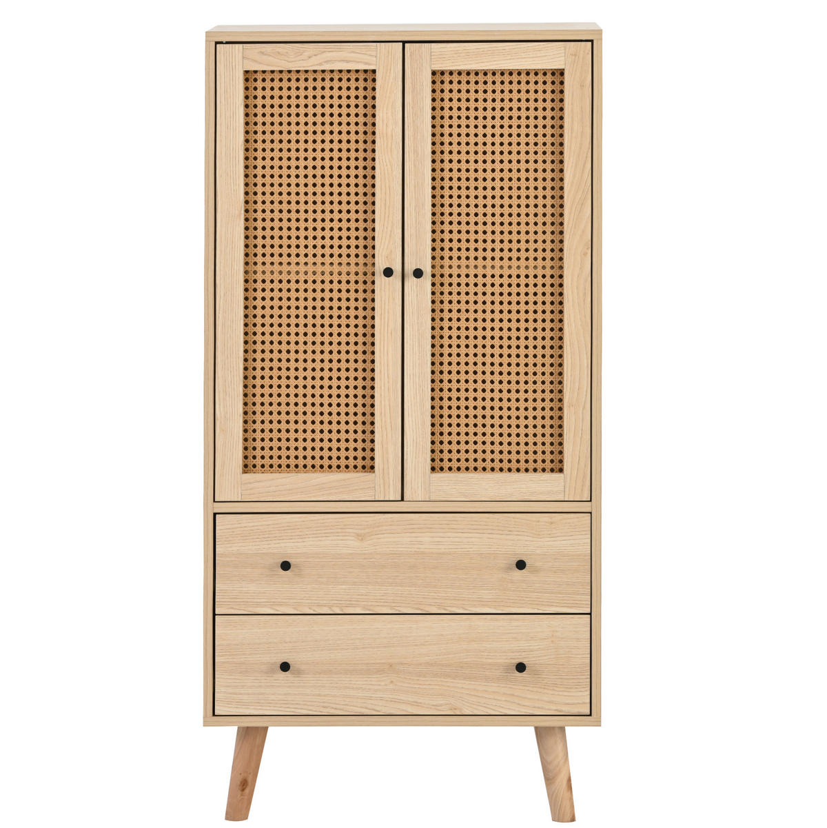 SIDEBOARD 60/40/120 cm Eiche aus Spanplatte mit Rattanfront - Eichefarben, Holzwerkstoff (40/120/60cm) - OKMYHOME