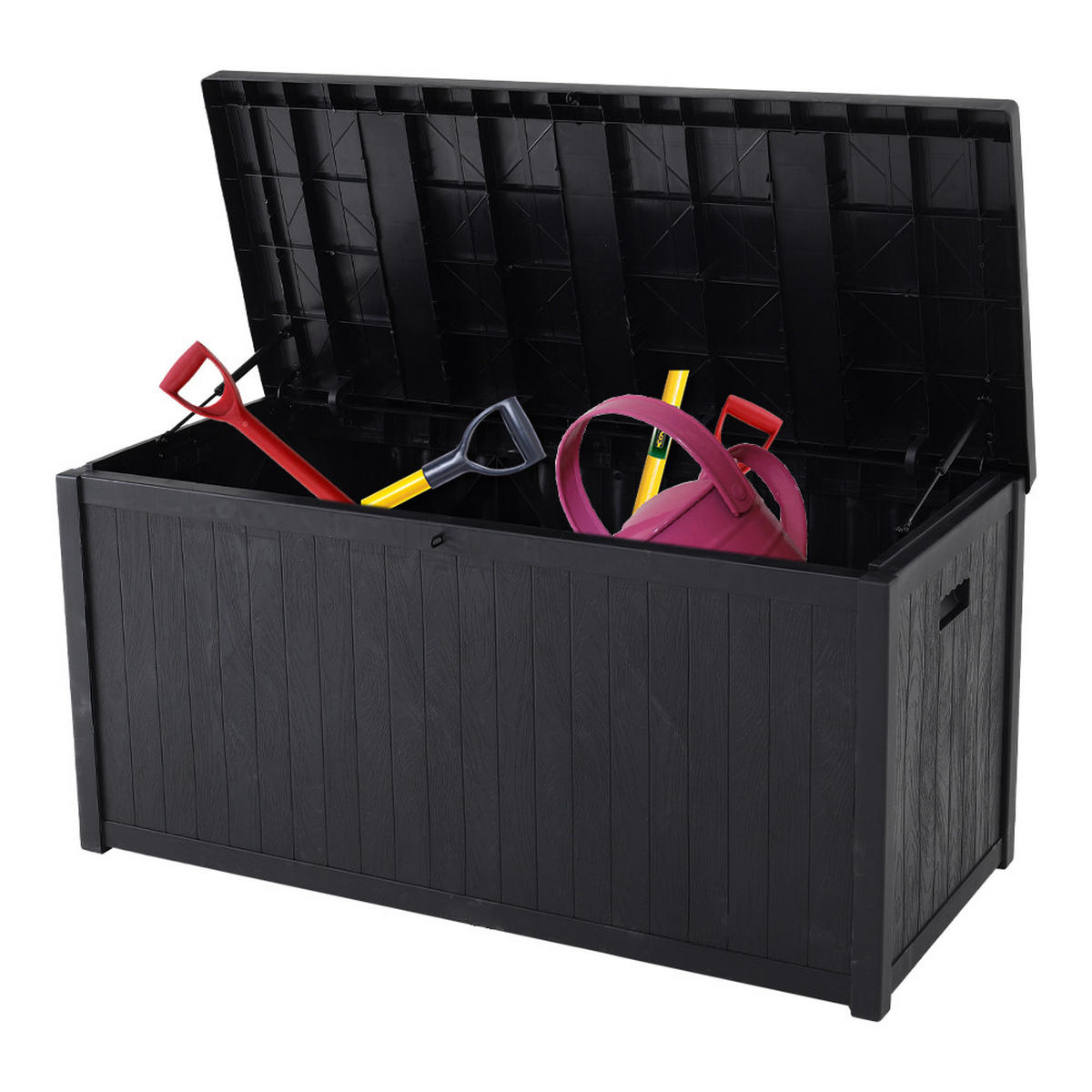 GARTENBOX Kissenbox Auflagenbox 430L aus PP-Kunststoff in Schwarz Abschließbar Wasserdicht Robust Tragegriffe 125 × 56 × 61,5 cm - Schwarz, Kunststoff (125/61.5/56cm) - Livingandhome