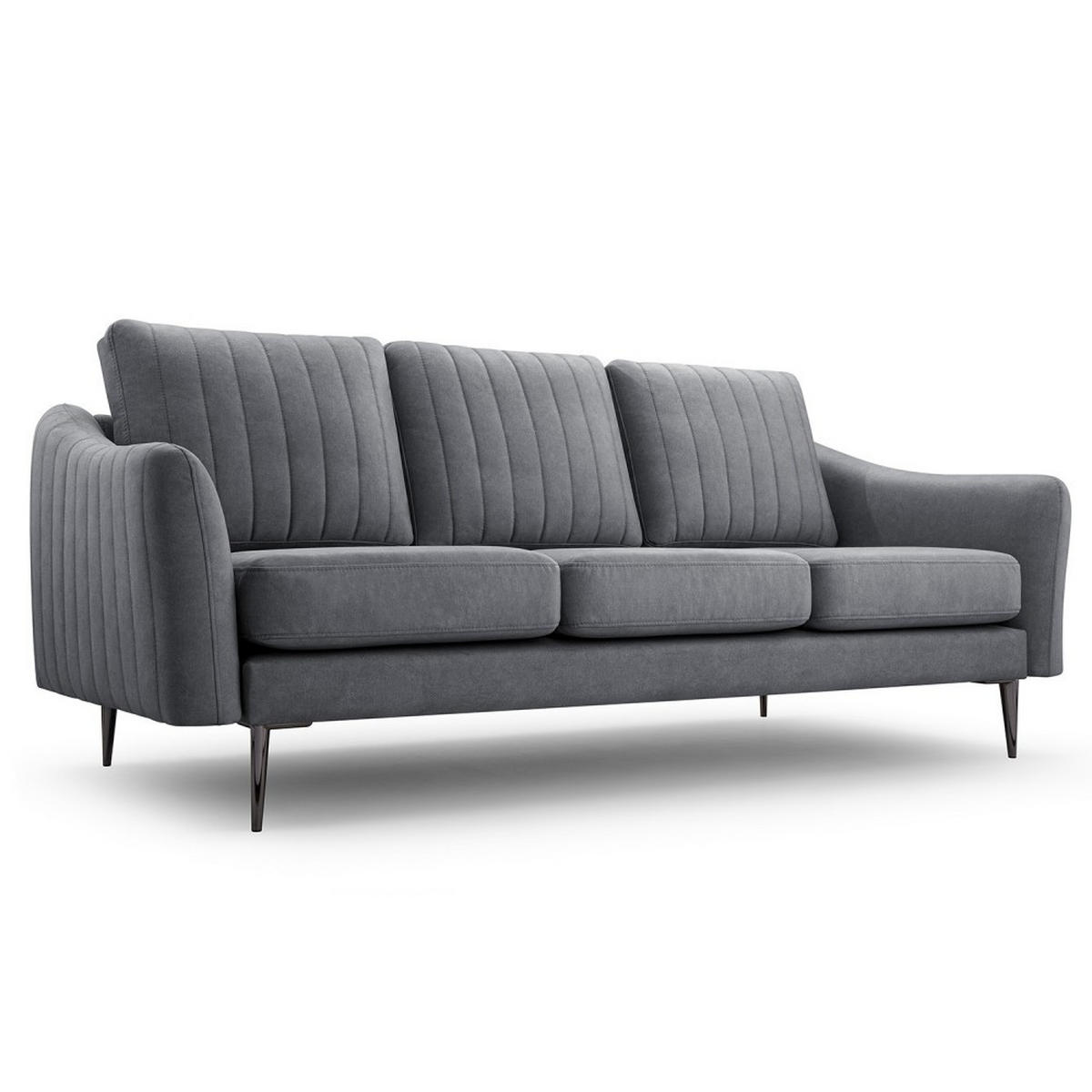 SOFA Cori 3 Dunkelgrau Cloud 97 - Dunkelgrau, Naturmaterialien (206/90/90cm)