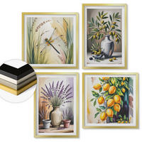 WANDBILDER 4er Set - 50x50 cm & 40x60 cm Goldrahmen - Olivenblüten in Vasen Natur - Goldfarben, Kunststoff (50/50cm) - ArtPrintCave