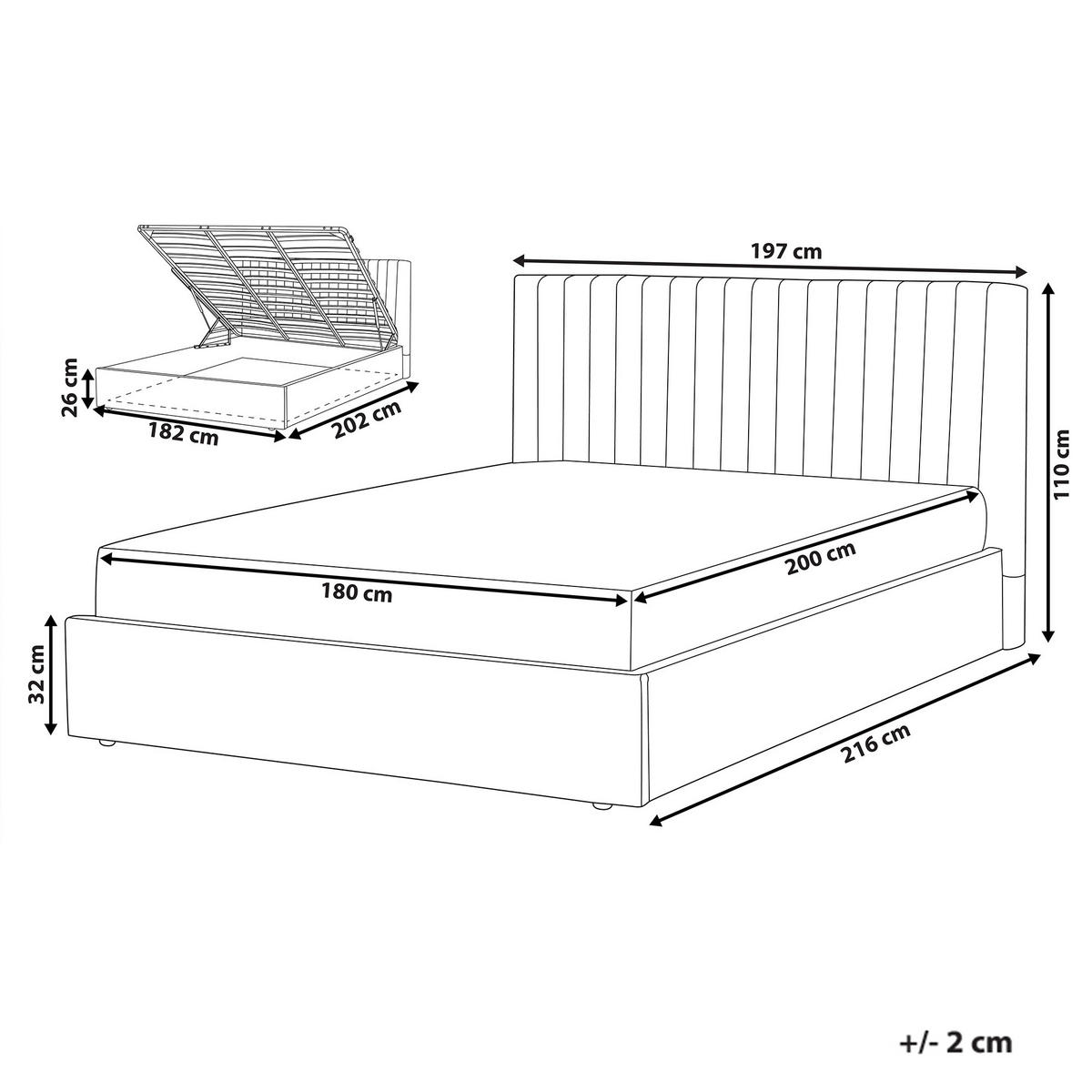 POLSTERBETT 180x200 cm Grau Vion - Grau, Textil (180/200cm) - Beliani