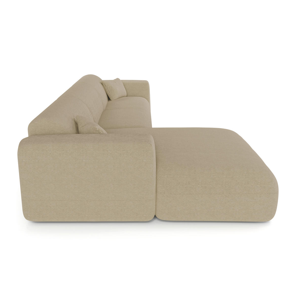 ECKSOFA LINKS SCHLAFSOFA Gerippter Samt Beige 280cm - Beige, Textil (165/280cm) - Sia Home