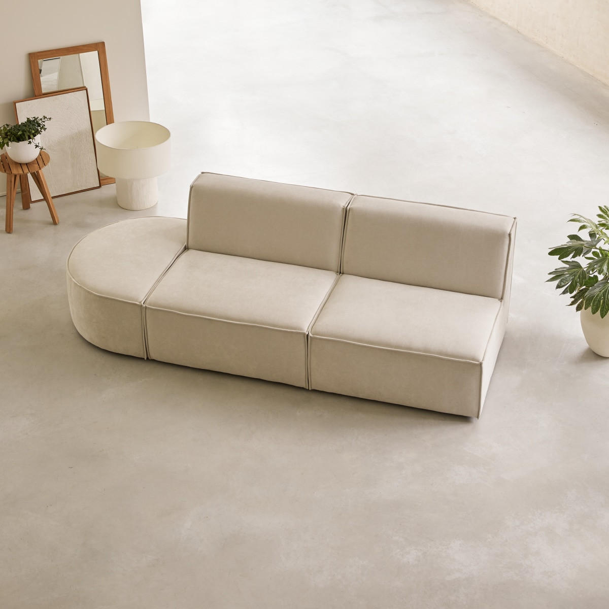 SOFA Dario Beige aus Stoff - Beige, Textil (247/75/93cm) - Tikamoon