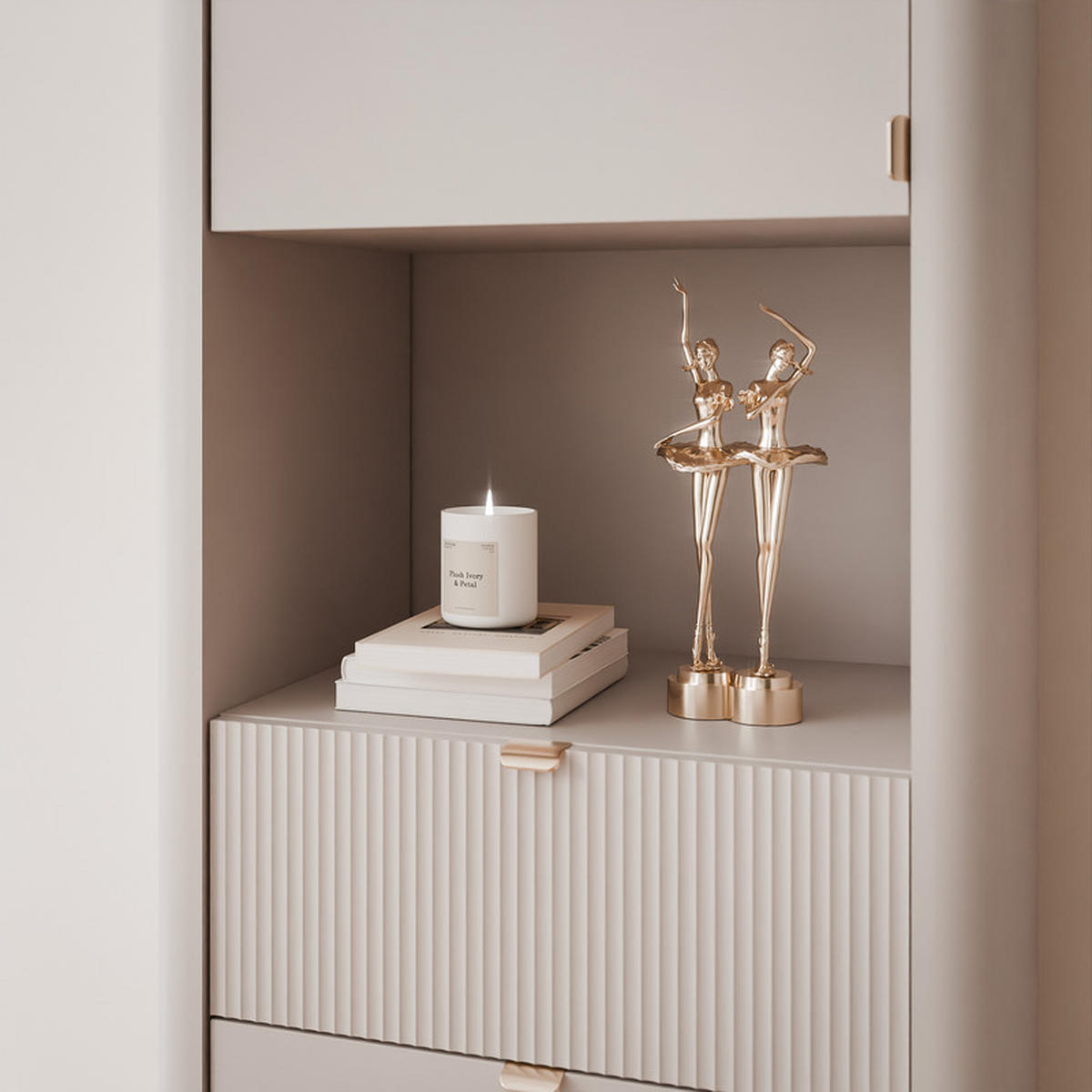 BÜCHERREGAL NAVANI 60/40/191 cm, Kaschmir / Nussbaum - Goldfarben/Nussbaumfarben, Holzwerkstoff/Metall (60/191/40cm) - Idohome