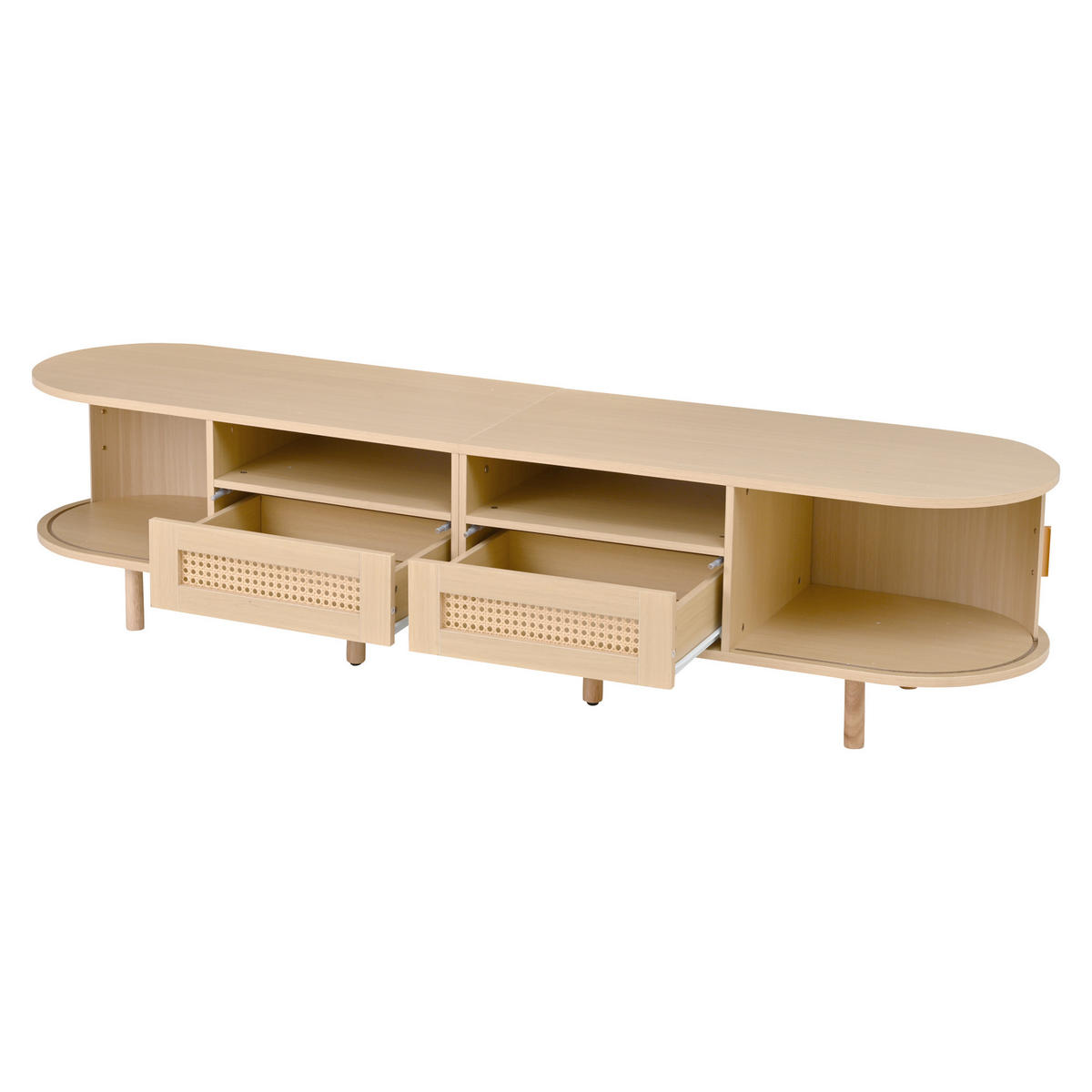 TV-SCHRANK 170/40/40 cm Holzfarbe mit 2 Rattan-Schubladen und 2 Türen - Eichefarben, Holz/Holzwerkstoff (170/40/40cm) - Oxeza